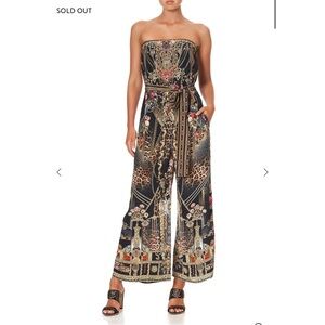 Camilla Tie Waist Strapless Gothic Goddess Jumpsuit w/Pockets